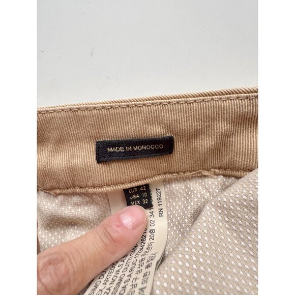 MASSIMO DUTTI Khaki Tan Cotton Twill Chino Wide Leg Flared Pants, Size 10 - Picture 13 of 15